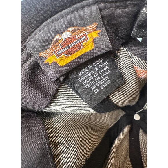 Harley-Davidson Black Denim Wool  Motorcycle skull Cap beanie  "Ride" adjustable - Picture 6 of 8